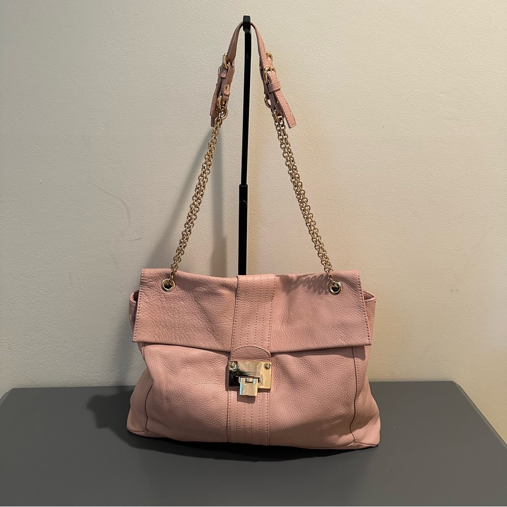 Kate Landry Elegant Pink Leather Shoulder Bag